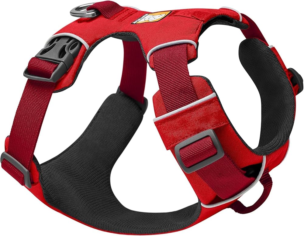 RUFFWEAR Front Range Dog Harness, Reflective Padded No Pull Harness, Red Summac, L/XL