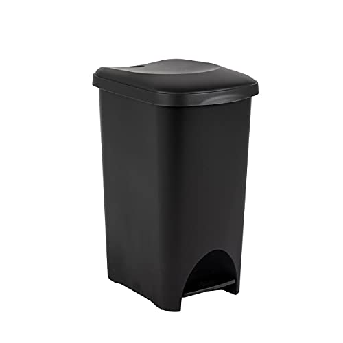 Addis Eco Made from 100% Recycled Plastic Family Kitchen Pedal Bin, 50 Litre, All Black
