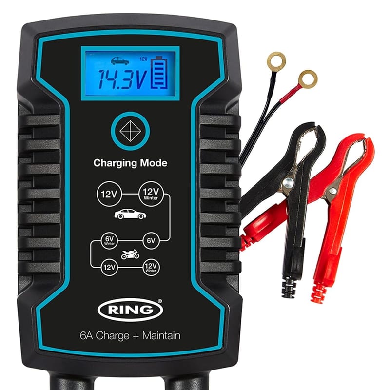 Ring RSC806, 6 Amp Battery Charger and Maintainer, 6V & 12V Smart Charger, Compatible with Stop Start Cars, Vans, Motorcycles