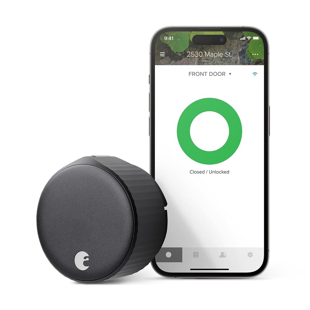 August Wi-Fi (4th Generation) Smart Lock, Fits Existing Deadbolt in Minutes, Matte Black