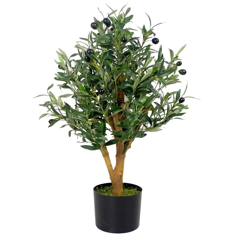 Leaf Design UK Artificial Olive Tree in Black Plastic Pot, 65cm, Realistic Faux Plant for Home and Office