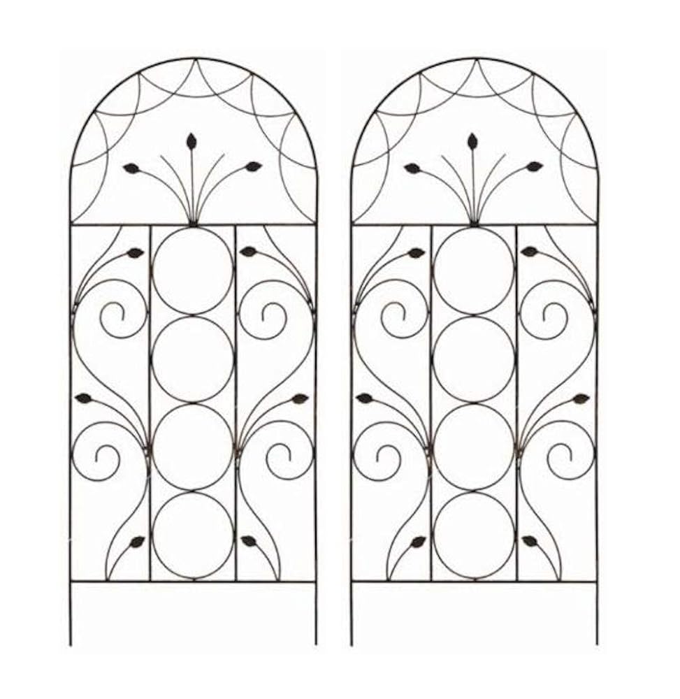 Selections Metal Garden Trellis for Climbing Plants with Decorative Leaf Design (Pack of 2)