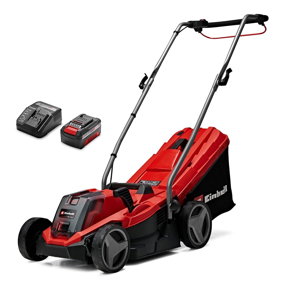 Einhell Cordless Lawnmower with Battery and Charger 18V Power X-Change, 33cm Cutting Width (GE-CM 18/33 Li)