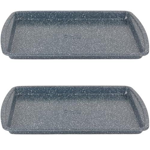 Russell Hobbs Nightfall Stone Baking Trays - Set of 2, 38cm Non-Stick Oven Tray, Lightweight, Oven Sheet for Biscuits, Cookies and Chips, Easy Clean, Durable Carbon Steel Bakeware, PFOA Free