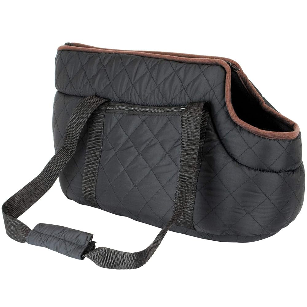 Proudpet Quilted Pet Carrier Small Dog Handbag Cat Carry Bag, Black
