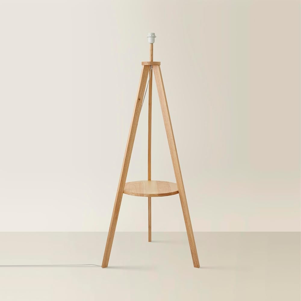 MiniSun Modern Light Wood Tripod Design Floor Lamp Base with Storage Shelf