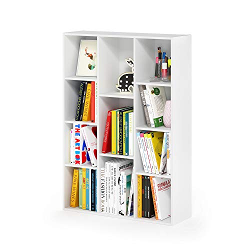 Furinno LUDER 11-Cube Reversible Bookcase, Book Shelf, White