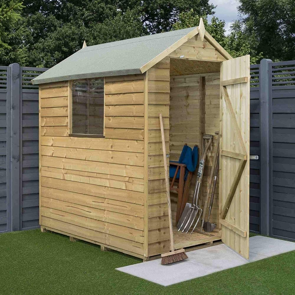 Rowlinson 6x4 Overlap Shed, Natural Timber