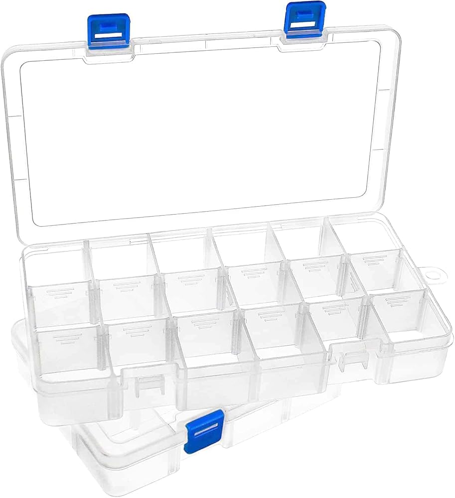 DARUITE 18 Grids Craft Storage Boxes with Compartments, Plastic Bead Storage Box, 2 Pack