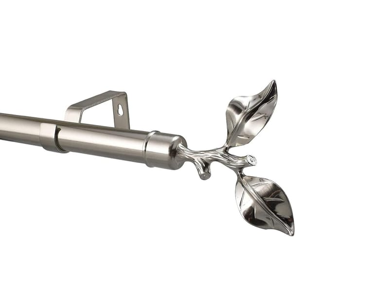 YHO 28mm Diameter Extendable Eyelet Metal Curtain Pole, Metal Finials, Brushed Chrome (1.2m-2m Extendable, Tallin Finial)