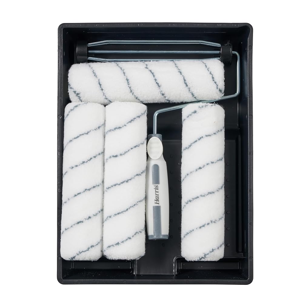 Harris Seriously Good Walls & Ceilings Paint Roller Set 9in, 1 x Frame, 4 x Medium Pile Roller Sleeves & Tray