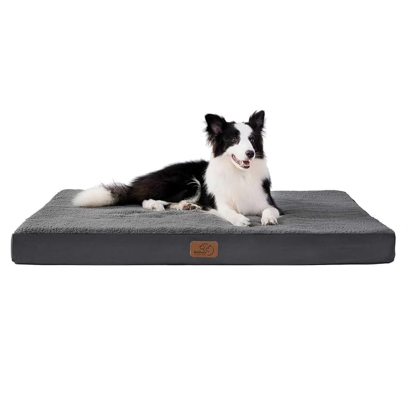 Bedsure Orthopedic Dog Bed with Washable Cover for Large Dogs, 91 x 69cm, Grey