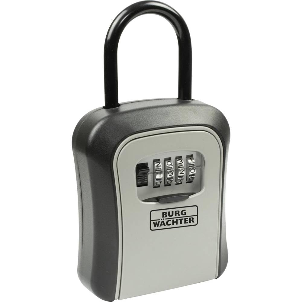Burg-Wächter Key Safe with 4-Digit Combination Lock, Indoor/Outdoor, Removable Shackle, Key Safe 50 SB, Black/Grey