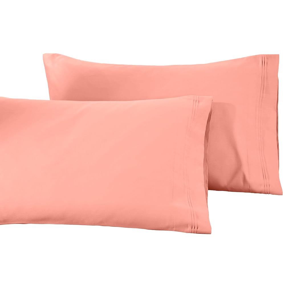 Superior 1500 Thread Count Egyptian Cotton Solid Pillowcase Set, Standard, Dusted Rose