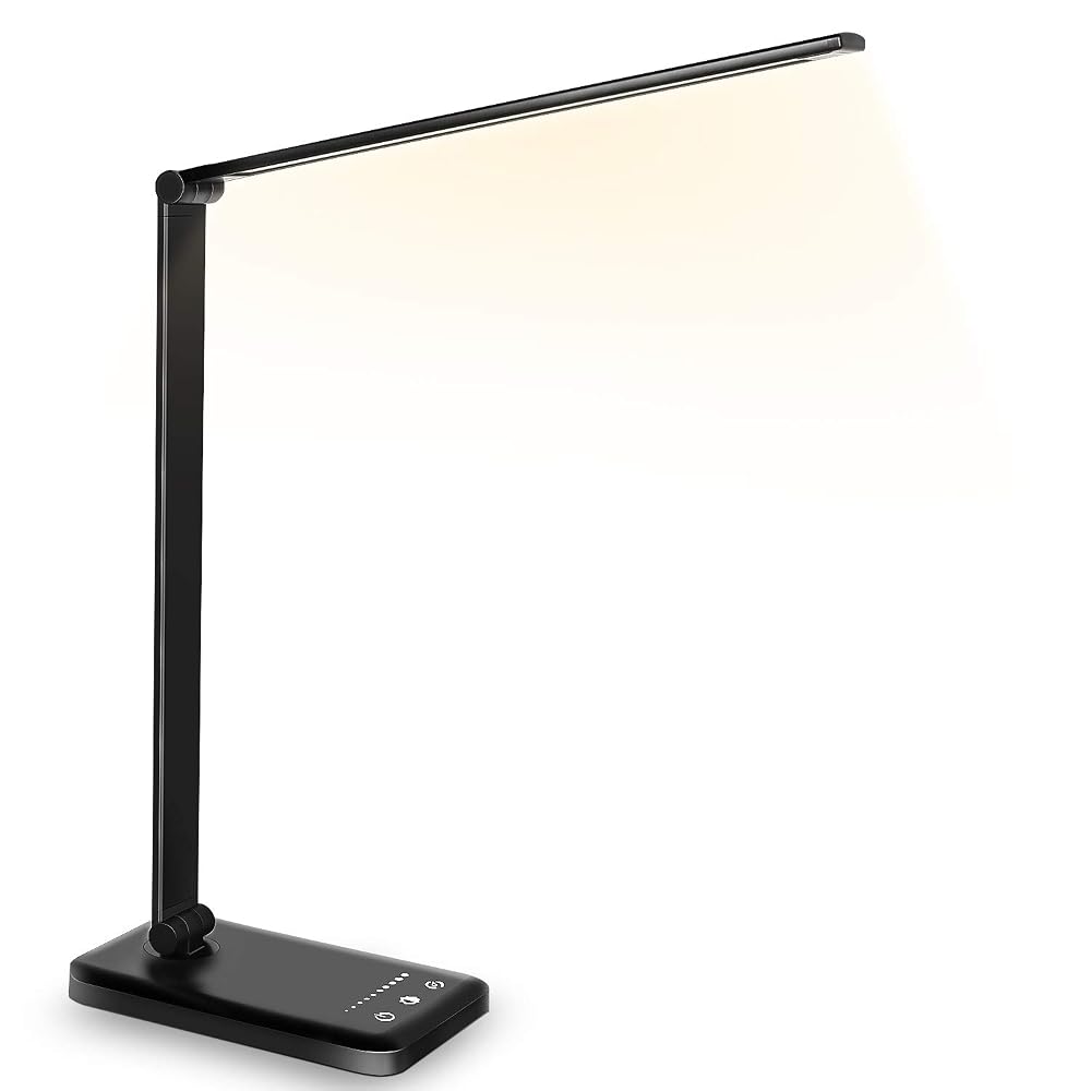 SLATOR Eye-Caring Aluminium Dimmable Desk Lamp with USB Charging Port, 5 Light Modes x 10 Brightness Levels