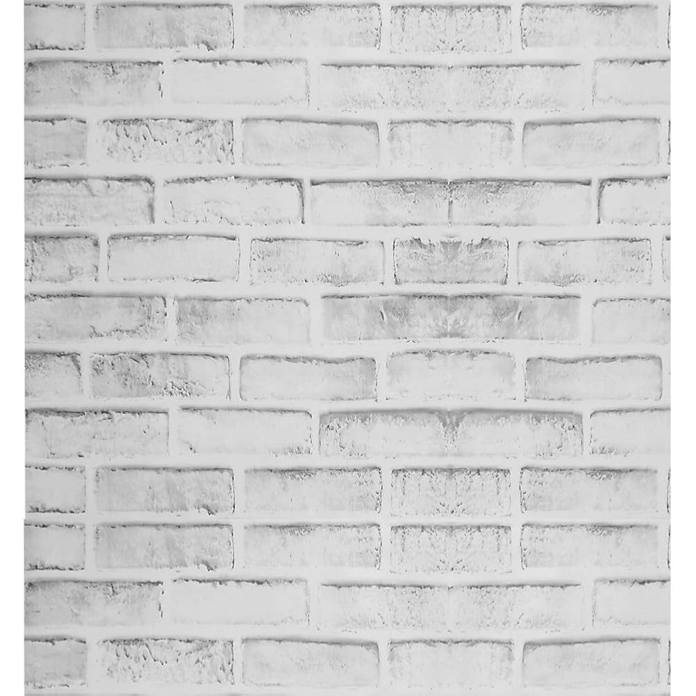FENTIS Rustic Grey and White Brick Effect Wallpaper Self Adhesive Contact Paper Roll Peel and Stick Back Splash for Decorate Kitchen 44x1000cm