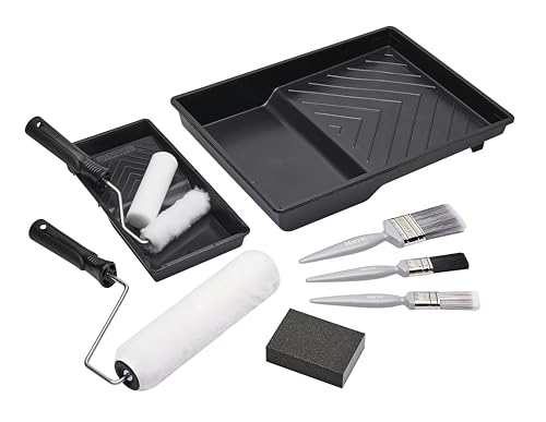 Harris Walls & Ceilings Essentials Decorating Set | 11 Pieces | 9" Roller Sleeve, 4" Roller Sleeve, Sanding Block, 3 Paint Brushes