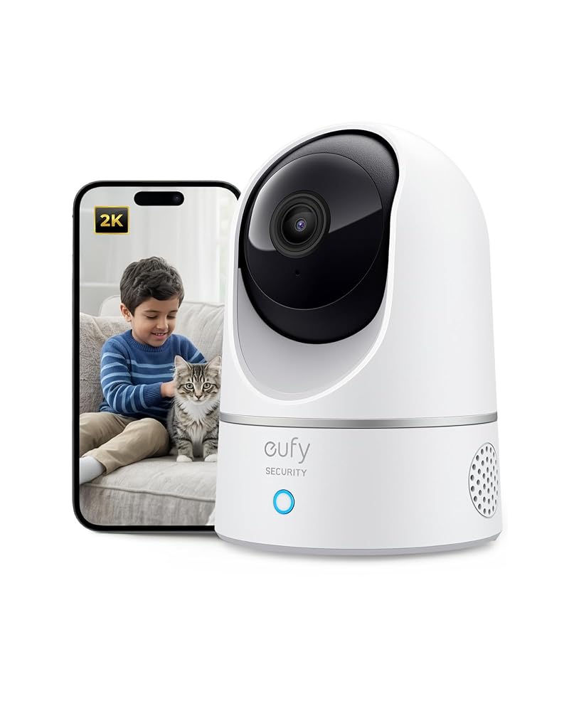 eufy Security Solo IndoorCam E220 (P24) 2K Pan&Tilt Home Security Camera Indoor Wi-Fi Plug-in Cam, Human & Pet AI, Voice Assistant Compatibility, Night Vision, Motion Tracking, Homebase not Compatible