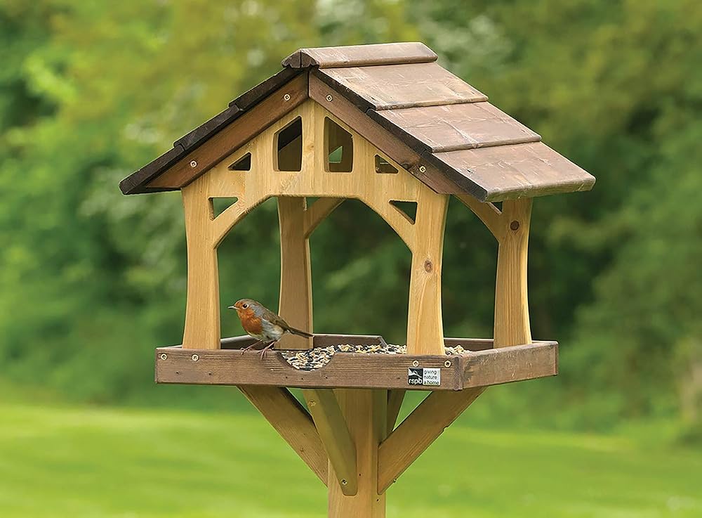 RSPB Country Barn Wild Bird Table, Made in Britain, Pressure Treated, Freestanding