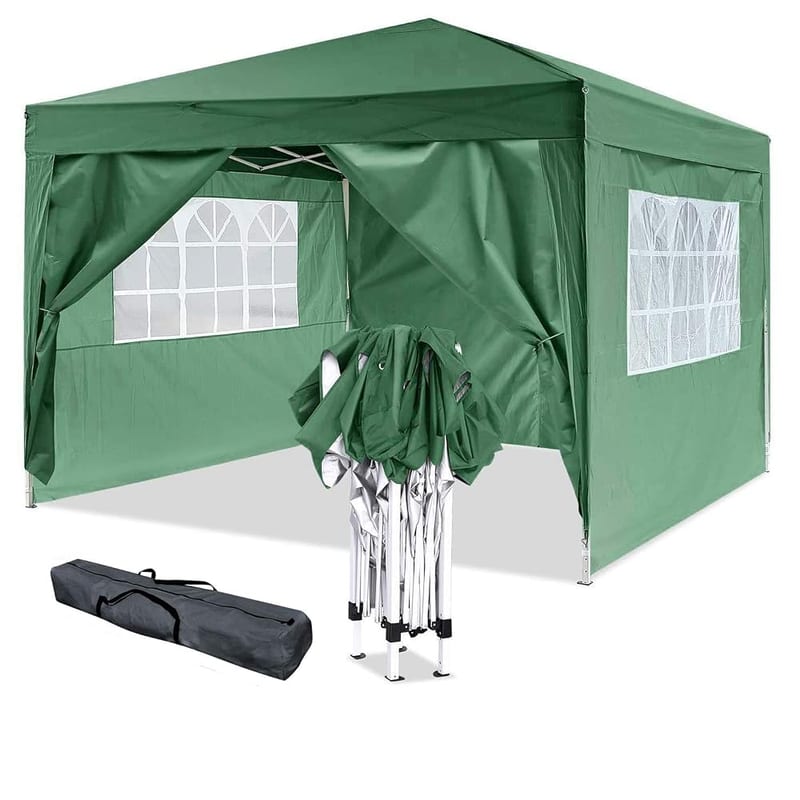 OUTCAMER Heavy Duty Gazebo Market Stall Pop Up Tent Waterproof Marquee Tent Canopy Garden Party Wedding Tent with Sidewalls (3 x 3M, Green)