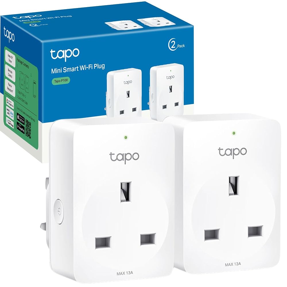 Tapo P100 (2-Pack) Smart Plug, Wi-Fi Plug, App Remote Control, Alexa Plug, Voice Control with Alexa & Google