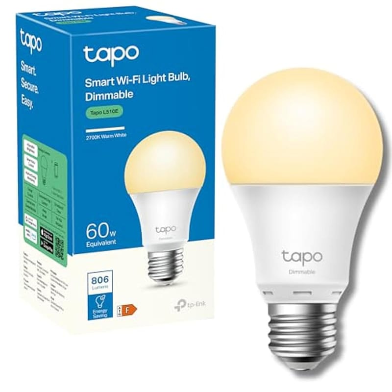 Tapo L510E Smart Bulb, Smart Wi-Fi LED Light, E27, Dimmable Soft Warm White, No Hub Required
