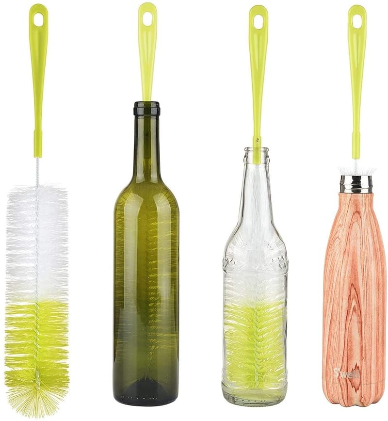 ALINK 16" Long Bottle Brush Cleaner for Washing Wine, Beer, Decanter, Glass Jugs and Long Narrow Neck Bottles