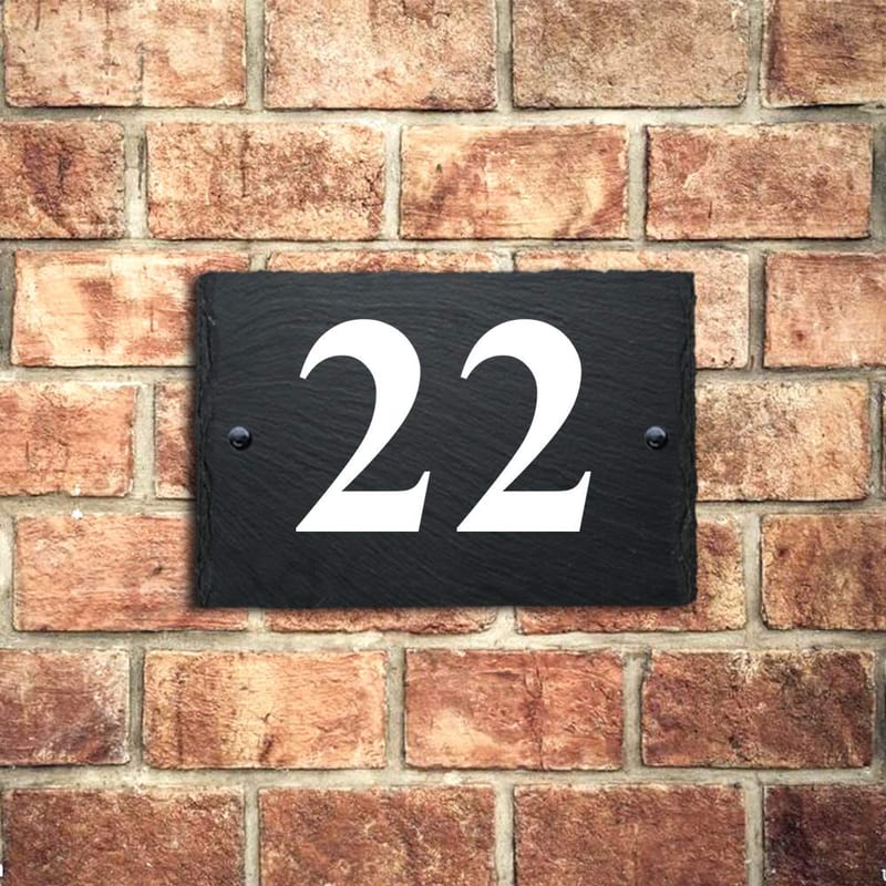 Slate House Signs Personalised Door Number Plaque, UV Printed Natural Slate, Rustic Wall Sign for Home, Gate or Porch (15x10cm)