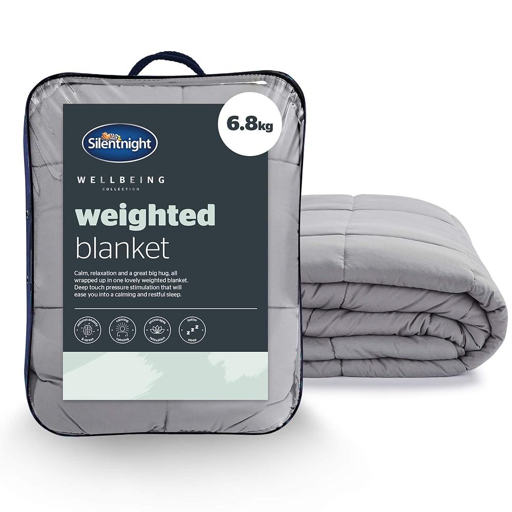 Silentnight Wellbeing Weighted Blanket, Anxiety and Stress Relief, Sensory Calming Heavy Hug Blanket, 6.8kg, Grey