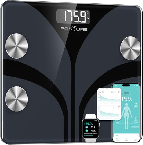 Scales for Body Weight and Fat Percentage with App & Bluetooth, High Precision 0.1lb Digital Bathroom Scales, Analyzes 13 Body Composition Data (Weight, Fat%, Water, BMI), 400 lbs Capacity, Black