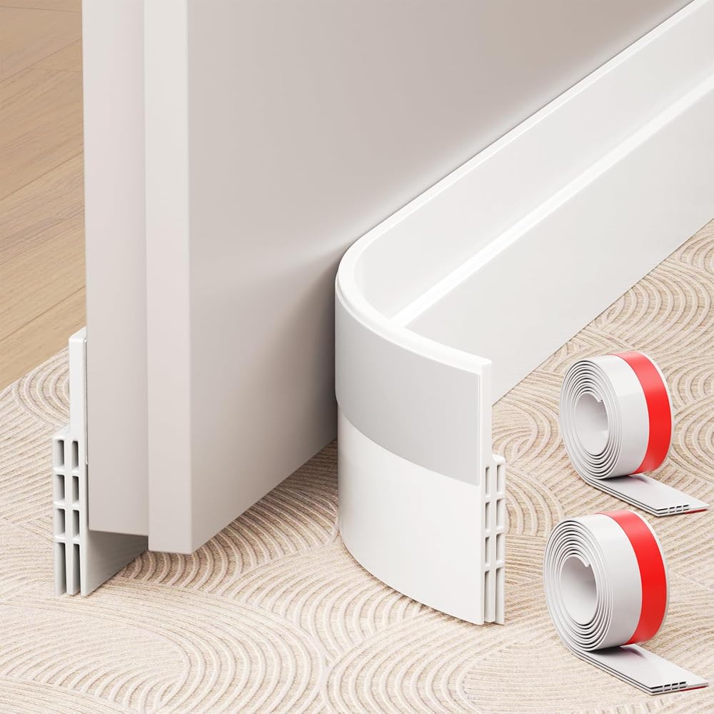 Hojoy Draft Excluder for Doors, Self Adhesive Door Draft Excluder 2 Pack | Cuttable Silicone Door Draft Excluder for Windows and Garages, Blocks Drafts, Noise, Light, Dust and Bugs
