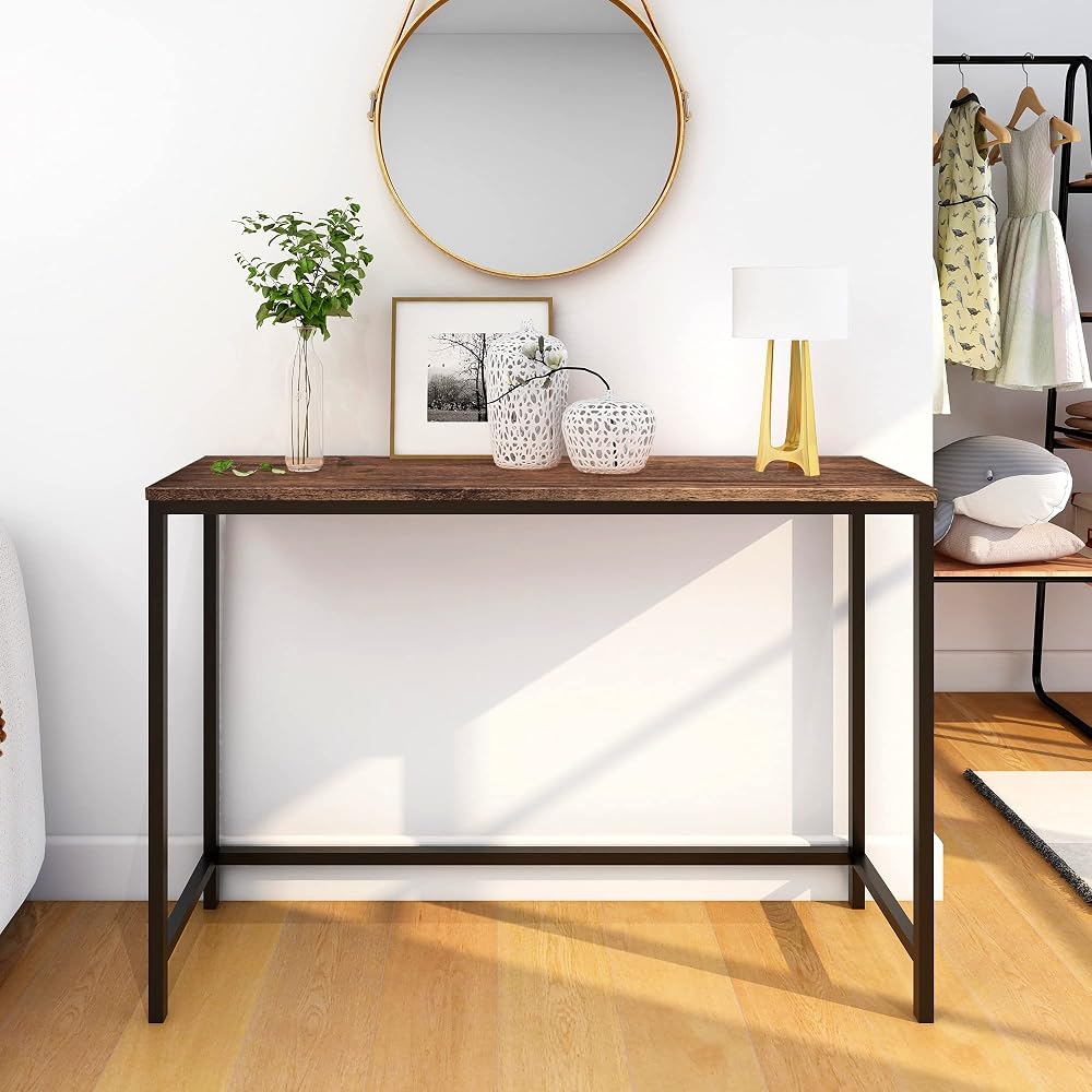 HOMERECOMMEND Console Table for Entryway, Narrow Sofa Table, Rustic Brown