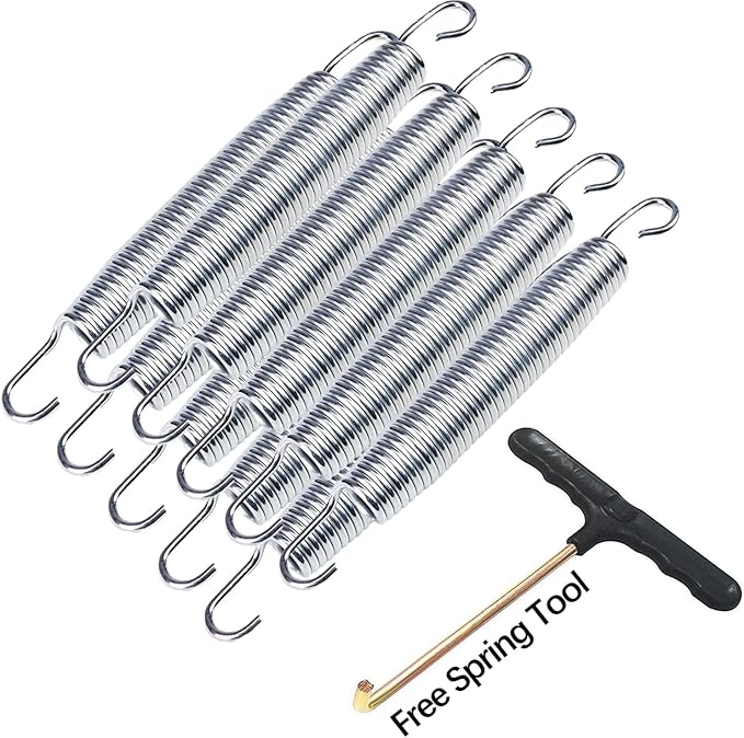 Trampoline Springs for 8ft/10ft/12ft/14ft/15ft/16ft, Heavy-Duty Galvanised, Metal Rust Resistant & Long-lasting Fitness Trampoline Springs 10pcs Fitness Trampoline Springs+1pcs springs tool