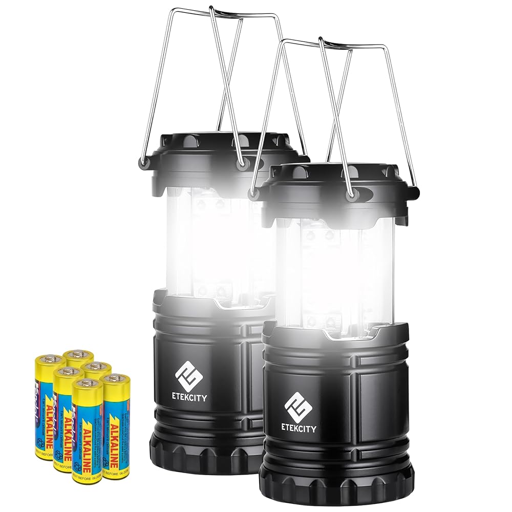 Etekcity LED Camping Lantern for Emergency Light, Battery Powered, Power Outages (2 Pack)