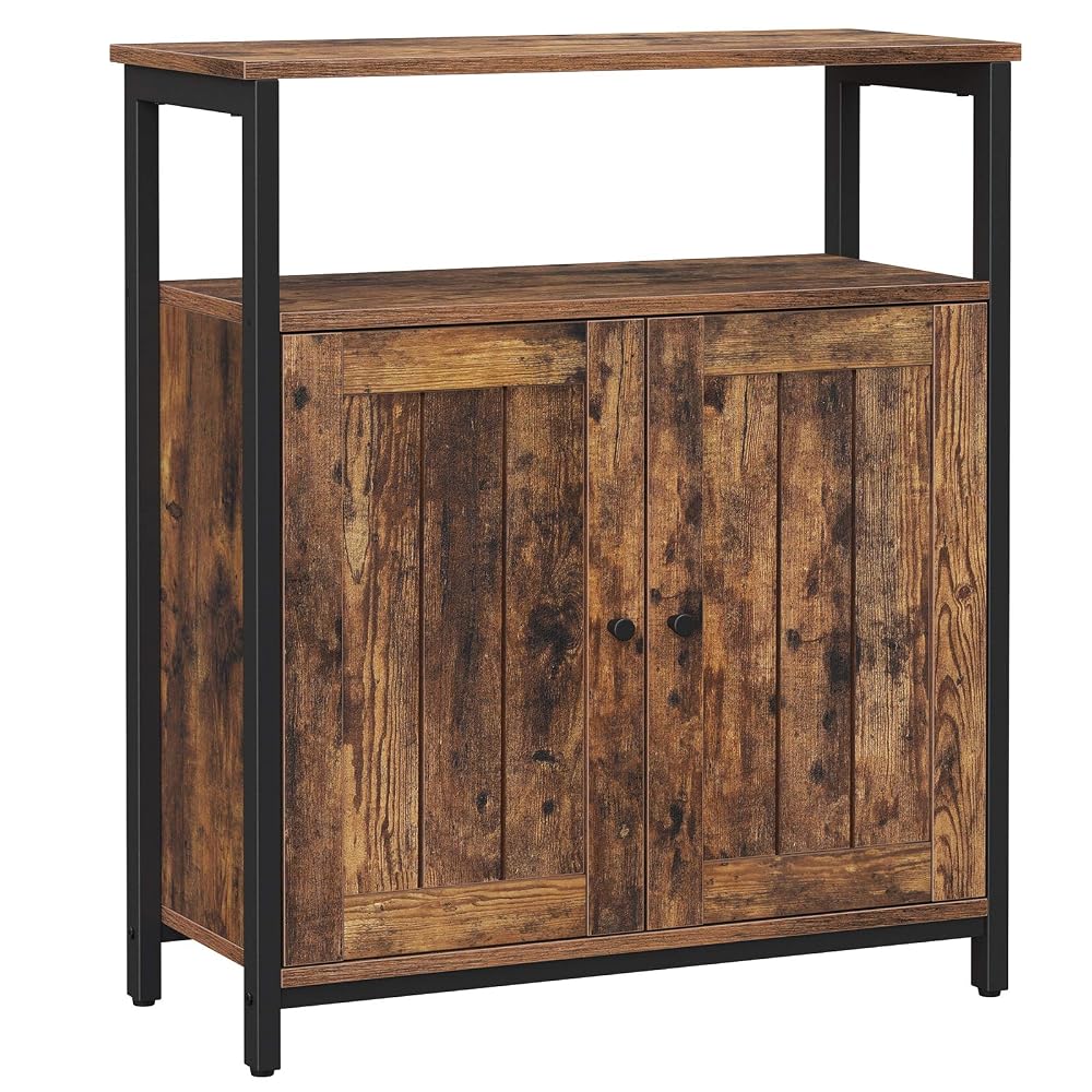 VASAGLE Storage Cabinet, Multipurpose Sideboard with Adjustable Shelves & Slat Door