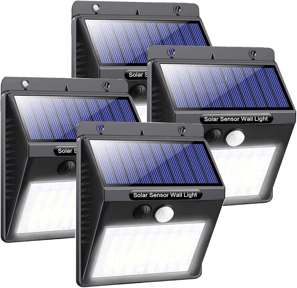 Gearmatte Solar Motion Sensor Lights Outdoor, Wireless Solar Security Lights for Fence & Patio