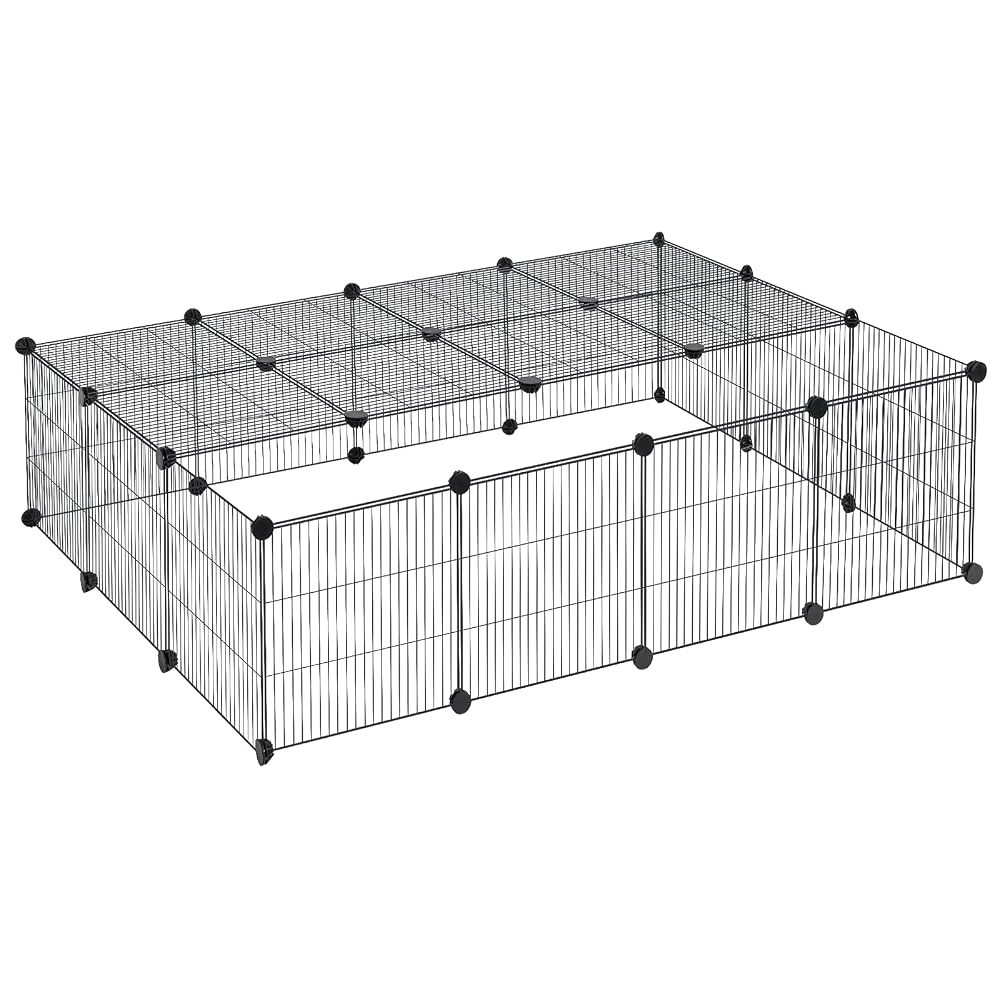 EUGAD Rabbit Run, Pet Playpen with Cover, Small Animal Enclosure, 22 Panels