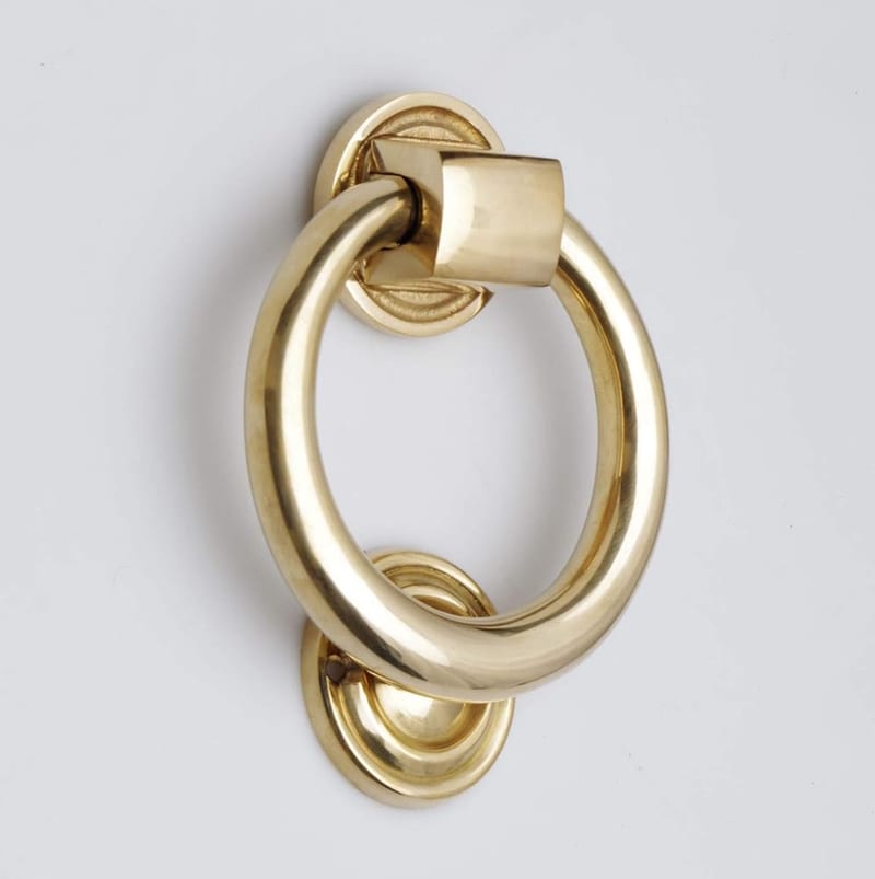 Castelion Solid Brass Ring Door Knocker, Traditional Style, 10cm