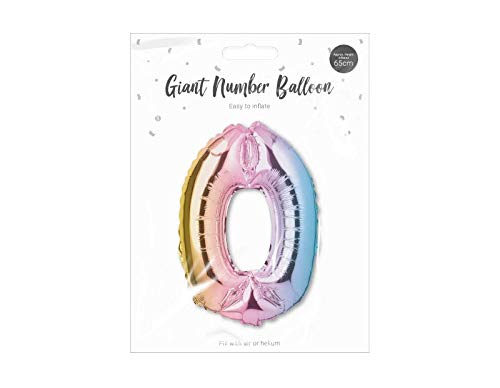 65cm Foil Number Balloon Birthday Party Decoration — Can Be Used with Air or Helium, 1st 2nd 3rd 10th 16th 18th 21st 50th Birthday Balloon (Number 0)