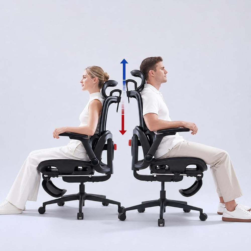 SIHOO Office Chair Ergonomic with Footrest, Breathable Mesh Design High Back Computer Chair, Adjustable Headrest and Lumbar Support (Black)