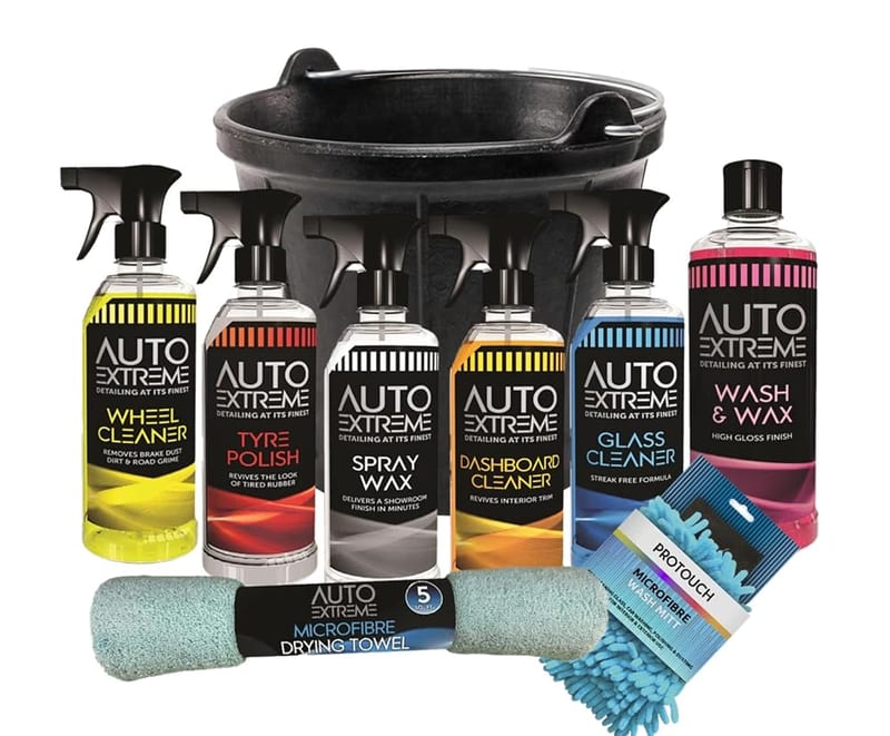 9pc Car Cleaning Kit, Wash Kit, Valet, Wash & Wax Set, Drying Towel Cleaning Mitt Bucket