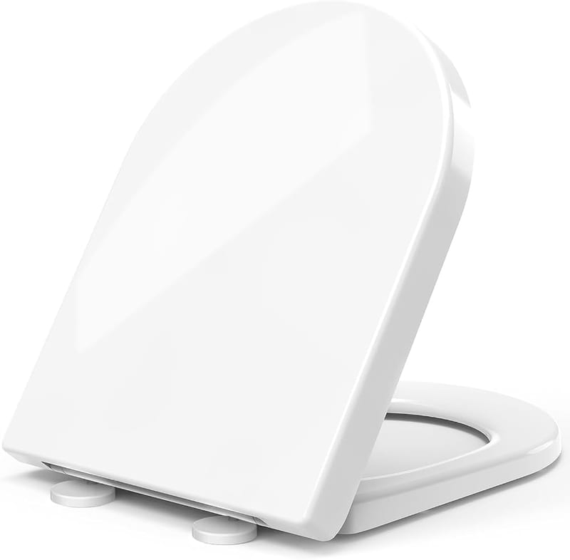 STOREMIC Toilet Seat Soft Close, Universal D Shape Toilet Seats White, Two Buttons Hinge Quick Release
