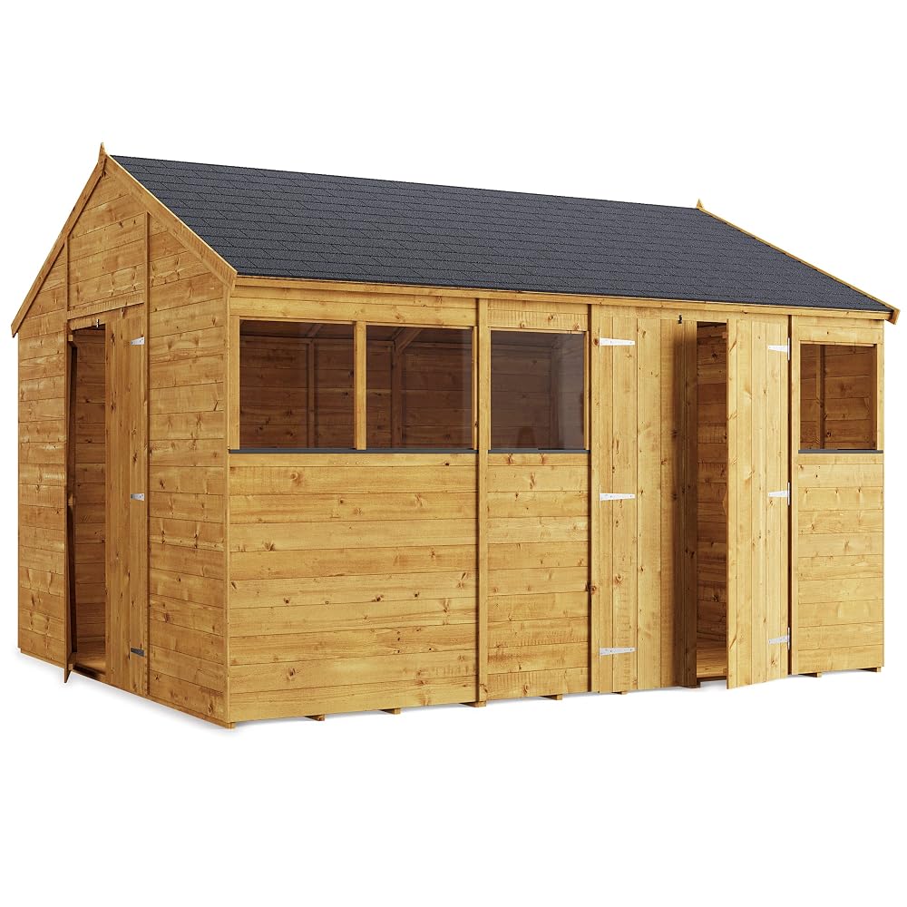 BillyOh Expert 12x10 Wooden Garden Shed, Apex Roof, Windowed