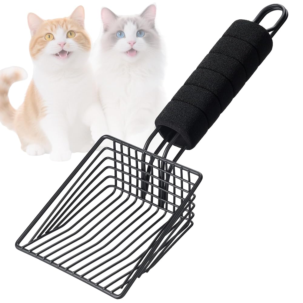 BasicForm Metal Cat Litter Scoop, Fast Sifting Deep Shovel with Comfy Handle