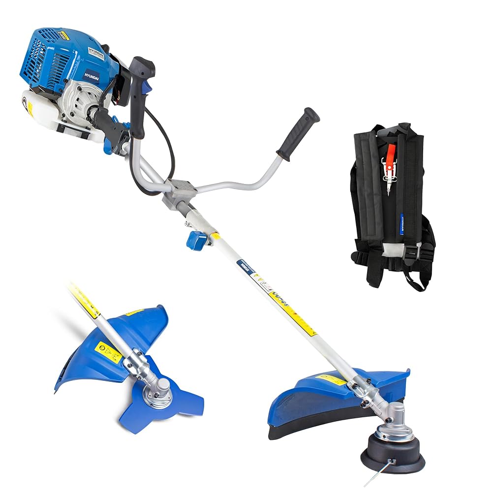 Hyundai 52cc Petrol Grass Strimmer Trimmer & Brush Cutter, 2 in 1 Garden Tool, 450mm Cutting Width, Split Shaft Design