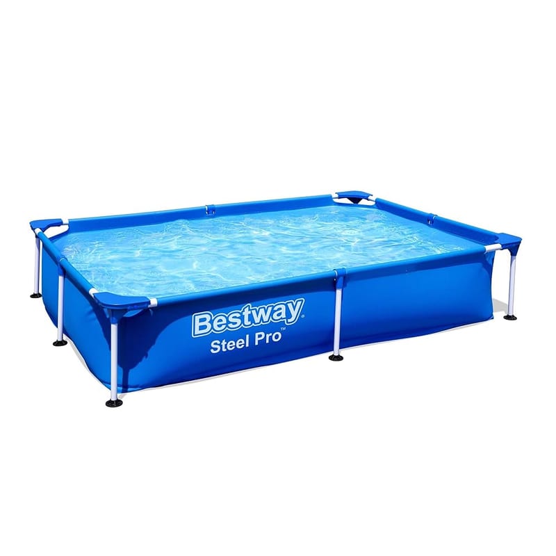 Bestway Steel Pro Above Ground Rectangular Pool, 221 x 150 x 43 cm, Blue