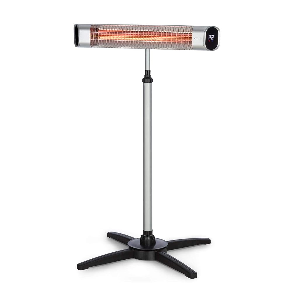 Blumfeldt Dark Wave Infrared Patio Heater, 2000W Standing Outdoor Heater with Gold-Plated Carbon Tube