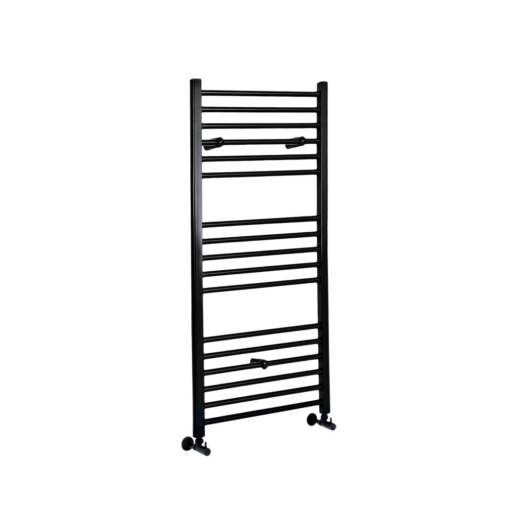 Milano Nero Black Straight Bar Heated Towel Rail, 1200 x 400mm