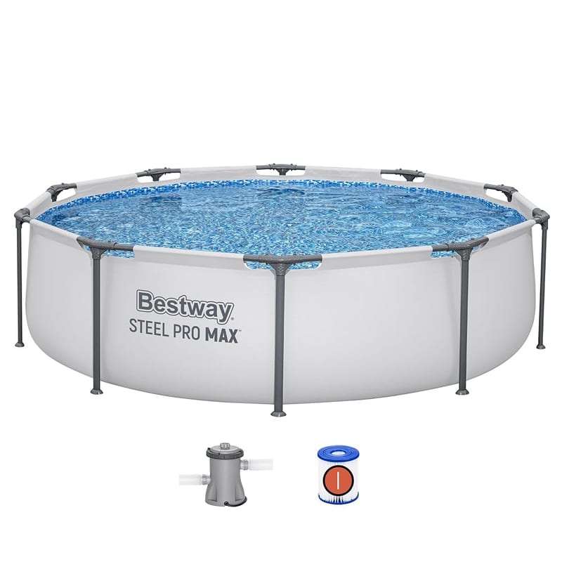 Bestway 10ft x 30in Steel Pro Max Above Ground Pool, Metal Frame Pool with Filter Pump and Cartridge
