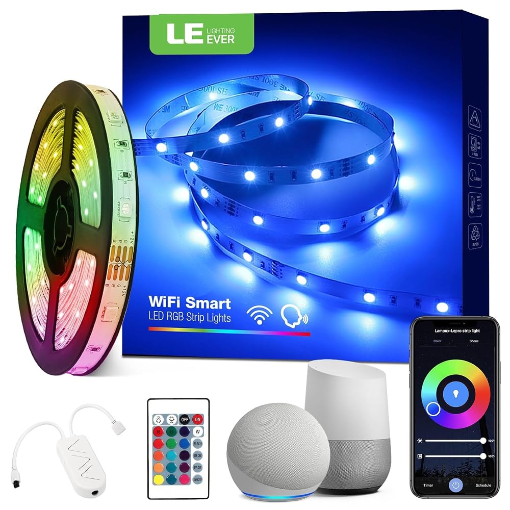Lepro Alexa LED Strip Light 5m, Smart WiFi App Control RGB LED Strip, 150 LEDs, Works with Alexa and Google Home